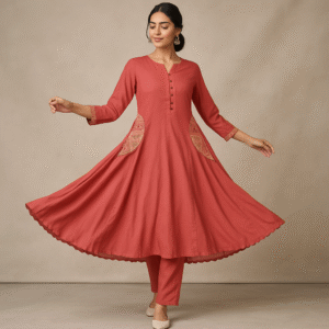 Lavendula Orange Kurta