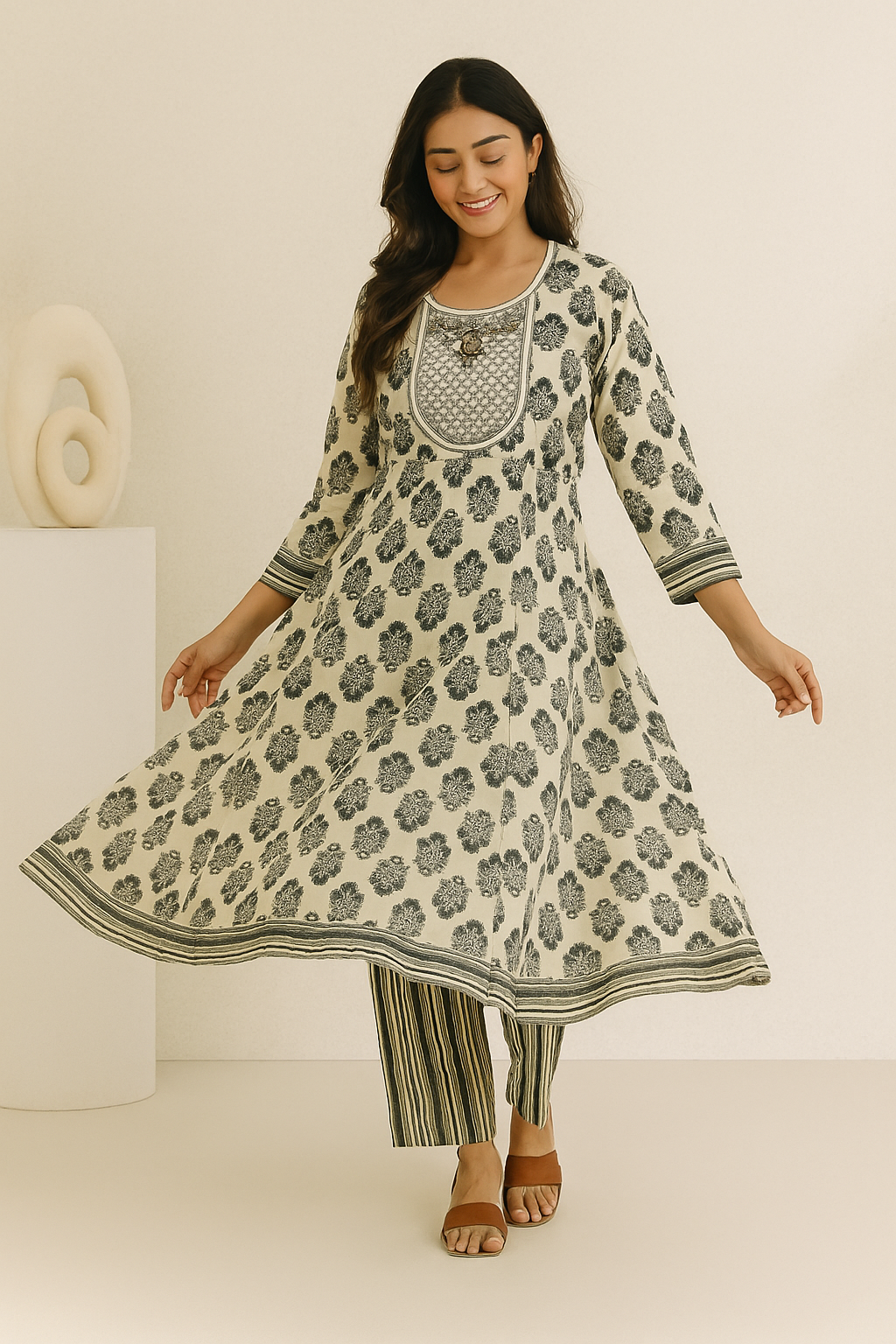 Lavendula white Kurta - Image 3