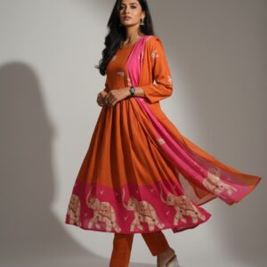 Srivalli Collections orange colour 3 piece set