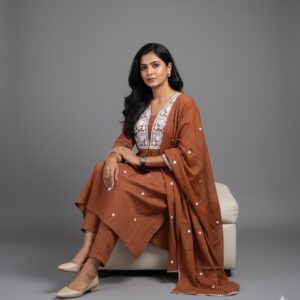 Srivalli Collections brown colour 3piece set