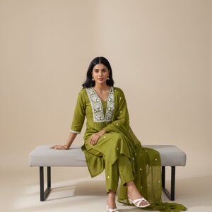 Srivalli Collections Green  3piece set