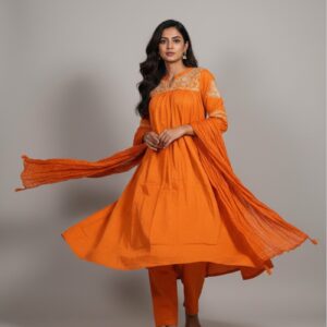 Srivalli collections orange cord set
