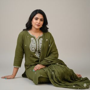 Srivalli collections green colour 3piece set