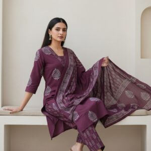 Srivalli collections wine colour 3piece set