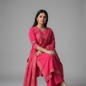 Srivalli Collections pink colour 3piece set