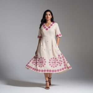 Srivalli Collections biege colour frock