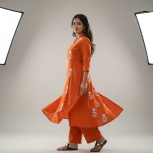 Srivalli Collections orange cord set